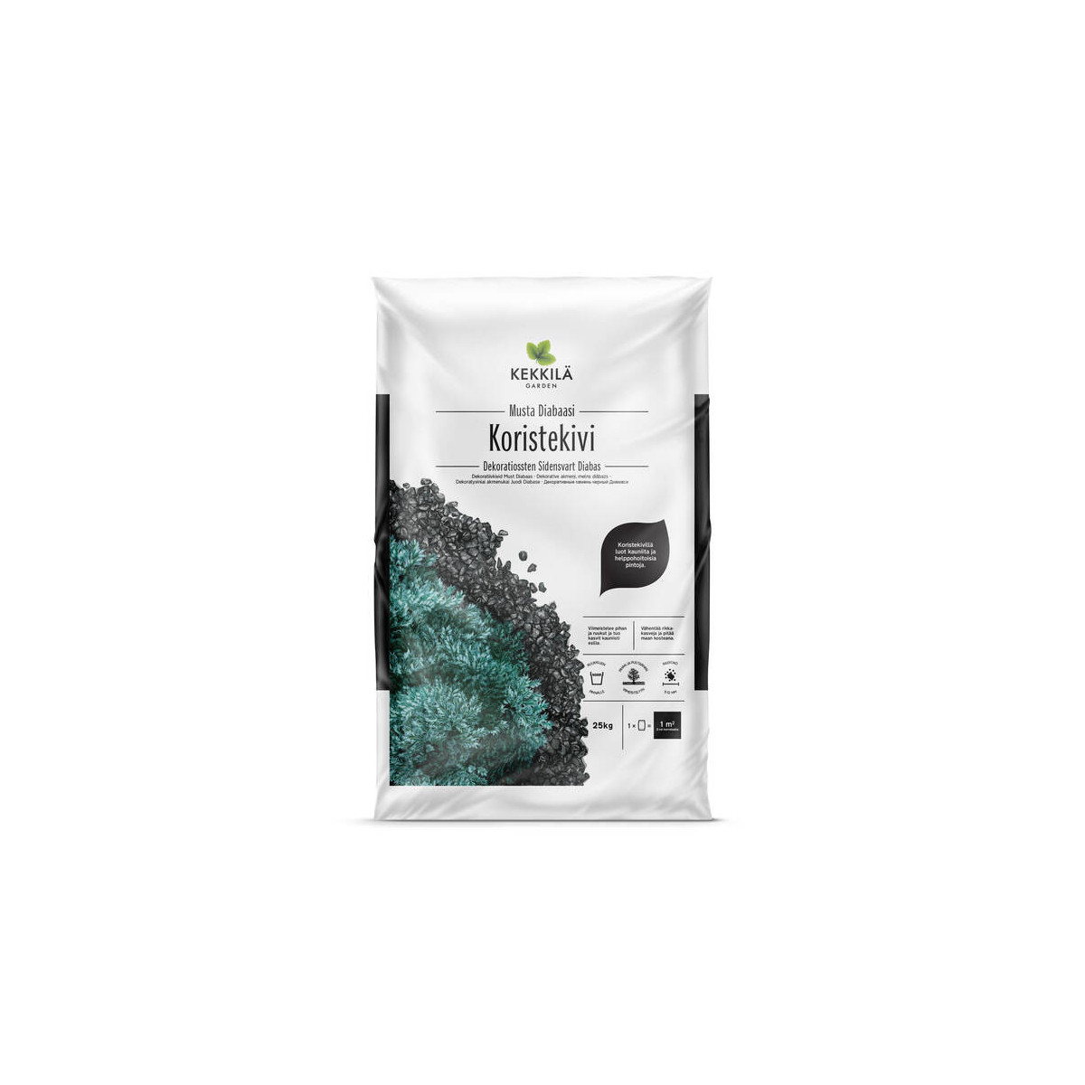 Kekkilä Koristekivi Musta diabaasi, 25 kg