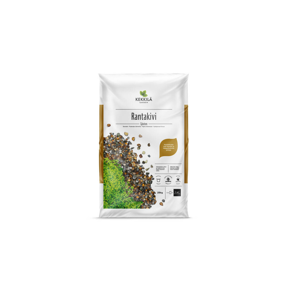 Kekkilä Koristekivi rantakivi 25 kg, LAVA 42 kpl