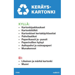 Jätelajitteluastian kansitarra Keräyskartonki