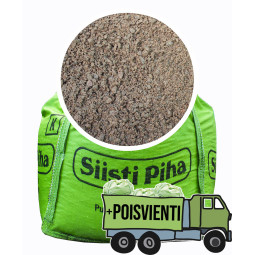 Kivituhka punertava + ylijäämämaan poisvienti 1 m3