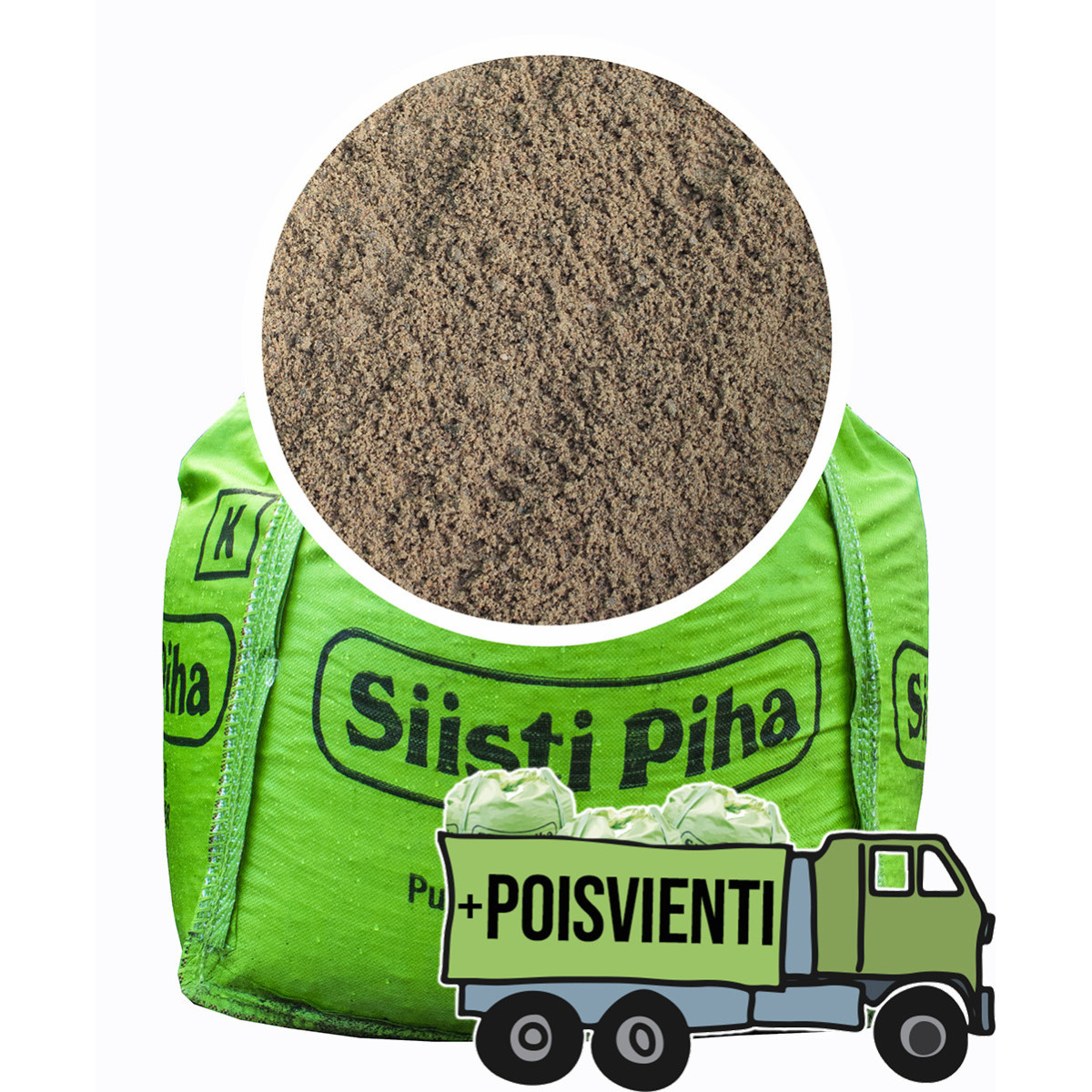 Asennushiekka + ylijäämämaan poisvienti 1 m3