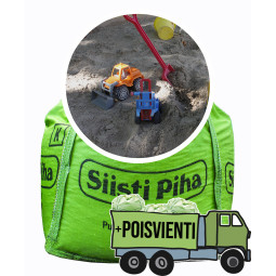 Hiekkalaatikkohiekka + ylijäämämaan poisvienti 1 m3