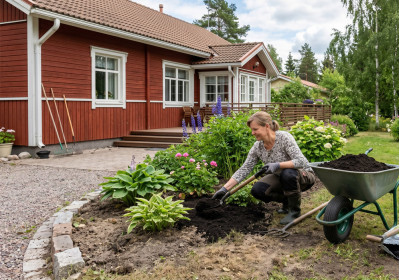 Mullan lisääminen ja maan parantaminen puutarhassa image