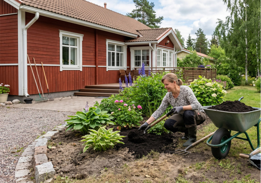 Mullan lisääminen ja maan parantaminen puutarhassa